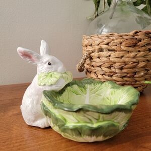 Dept. 56 Ceramic Bunny Lettuce Cabbage Bowl Candy Dish
